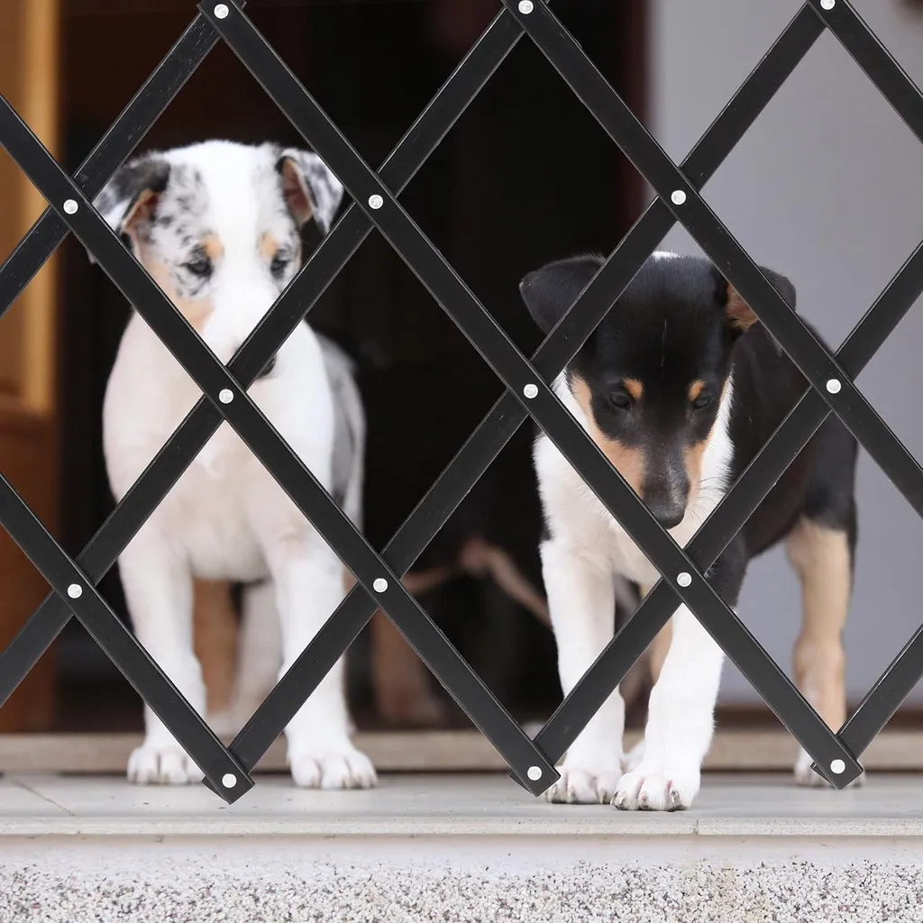 Barrière de sécurité pour chiens et chiots en bambou noir modulable