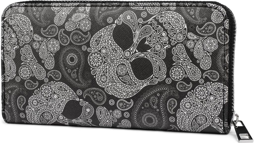styleBREAKER Damen Geldbörse mit Totenkopf Paisley Print, Produktbild 