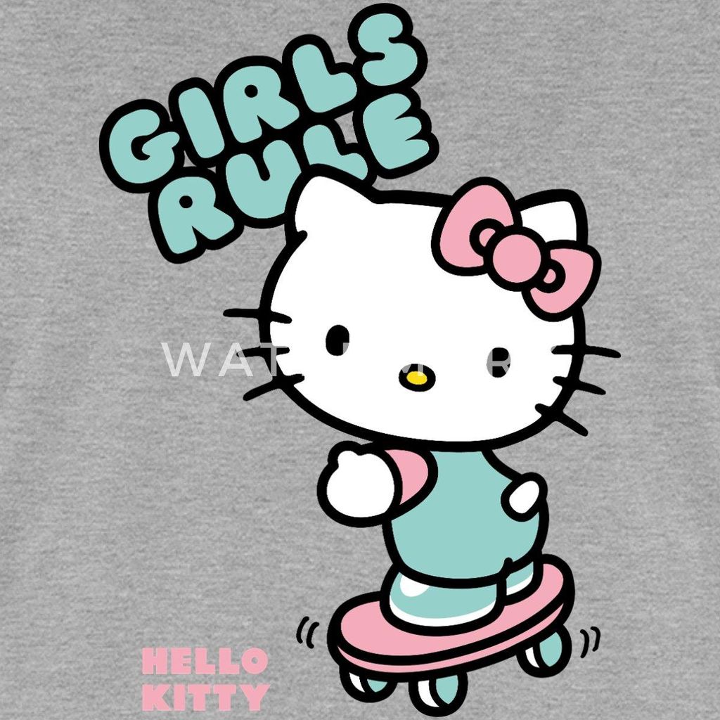 Spreadshirt Hello Kitty Auf Skateboard Girls Rule Frauen Premium T-Shirt, M, Grau meliert