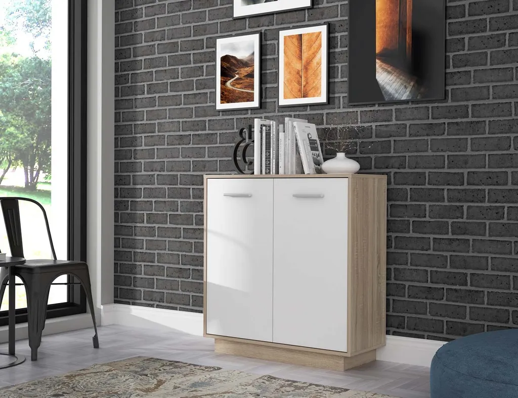 Meuble de rangement pour petits espaces buffet blanc bois 83 cm de large - 3