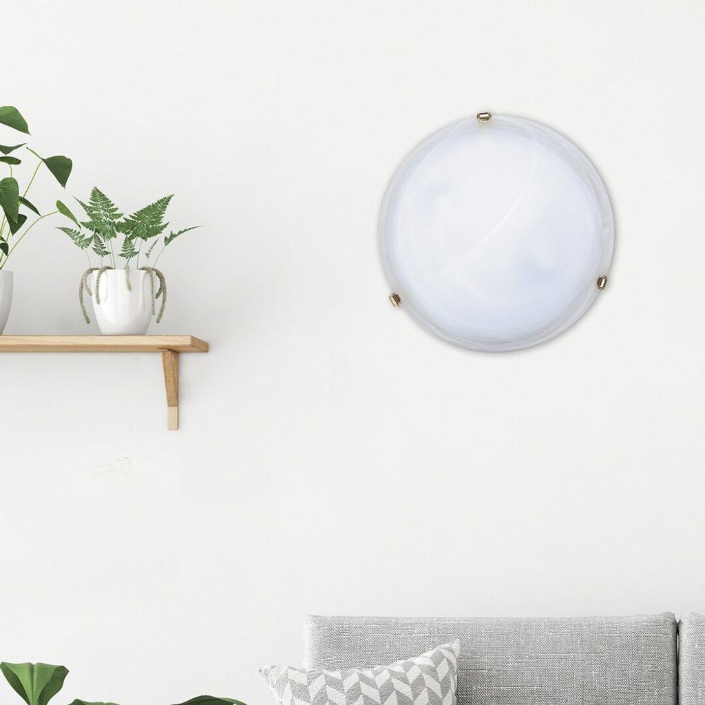 Plafon szklany 40 cm E27 2x60W białe szkło alabastrowe Zdjęcie produktu 