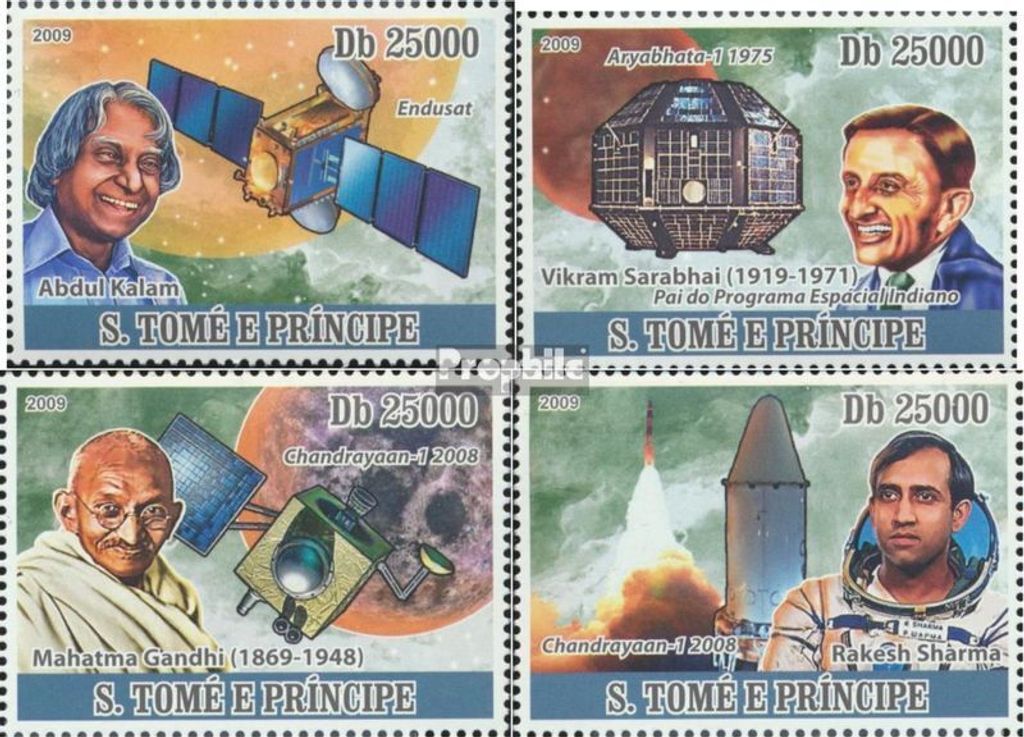 Briefmarken Sao Tome e Principe 2009 Mi 3908-3911 (kompl.Ausg.) postfrisch Indische Raumfahrt