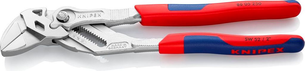 Knipex Zangenschlüssel DIN ISO 5743 Länge 250mm Spannweite 46mm vernickelt mit 2K-Hüllen - 86 05 250 SB