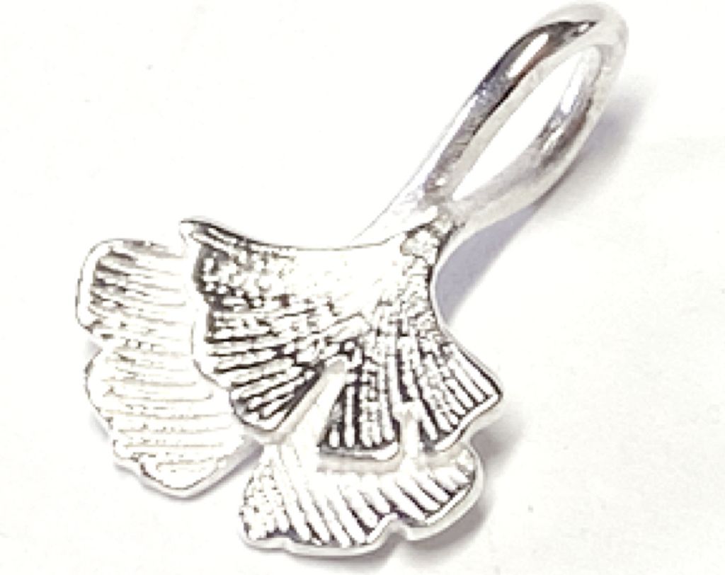 Ginko Anhänger 925 Sterling Silber dezent doppeltes Blatt Produktbild 