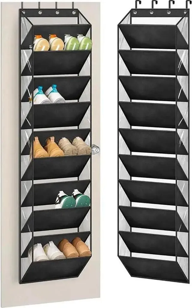 Organisateur de chaussures pour porte 10 niveaux gain de place noir