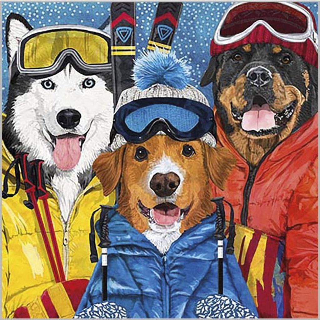 Servietten 25x25 cm - Ski Dogs