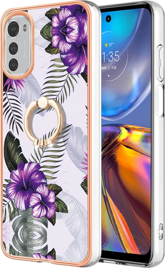 Custodia Fashion Viola per Motorola Moto E32 / E32S con Anello Gioiello