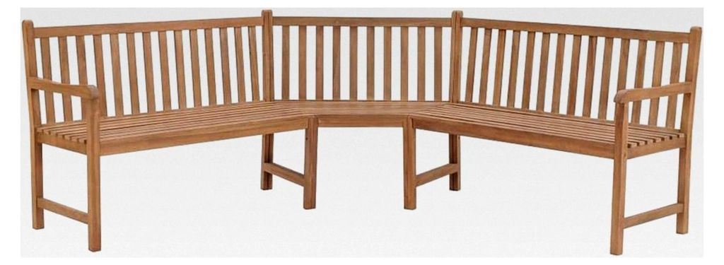 Eckbank 185x185x90 cm Massivholz Teak Sitzbank für Garten, Terrasse und Balkon