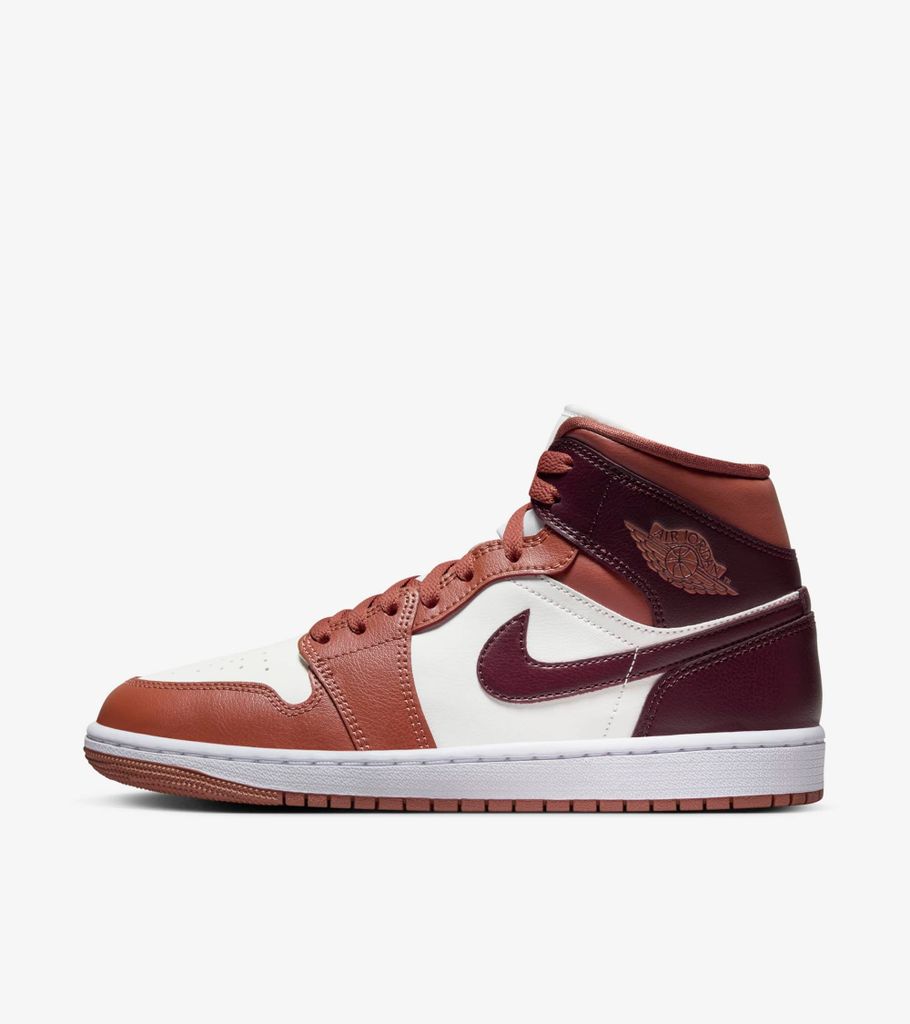 Nike Air Jordan 1 Mid White Dusty Peach Maroon Damen Herren Sneaker 44