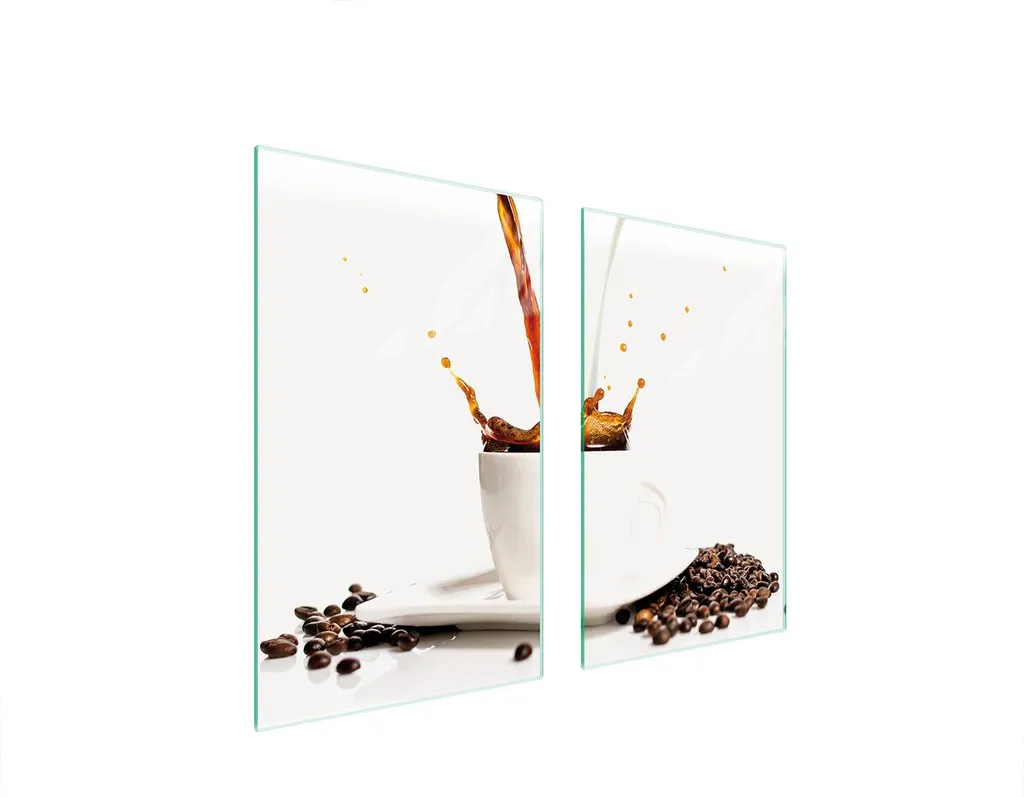 Set 2 Coprifornelli 75x52 Vetro Temperato Bianco Caffè Tagliere XL