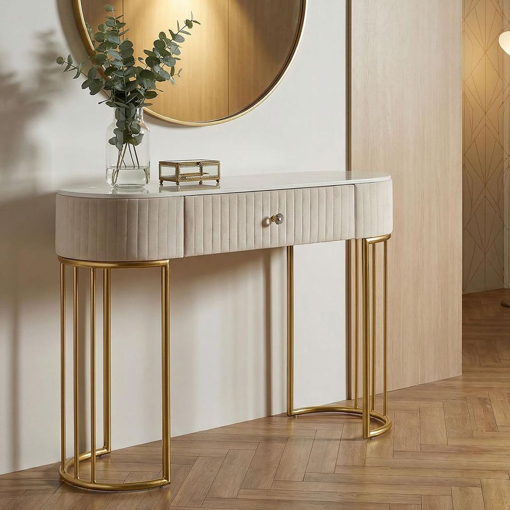 Montpellier Crema Glam Konsolentisch – Vergoldetes Produktbild 