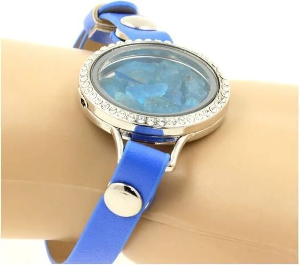 Bracelet en pierres naturelles d'apatite bleue néon brute pour femme