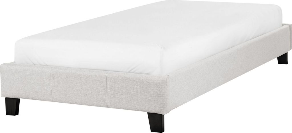 BELIANI Polsterbett Hellgrau Stoffbezug mit Lattenrost 90x200 cm ohne Kopf- und Fußteil Modern Skandi Schlafzimmer Ausstattung Einzelbett Bettrahmen