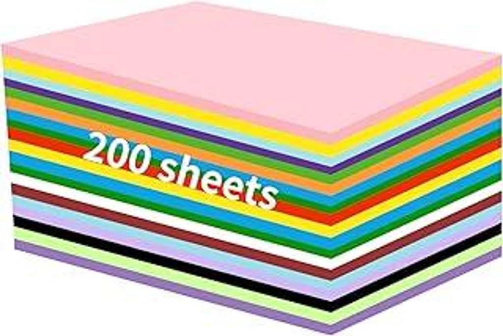 200 Blätter Tonpapier Bunt, A4 Malpapier Kinder beidseitig (70gsm), 20 Farben Bastelpapier Bunt, 297mm x 210mm Zum Zeichnen, Drucken, Origami geei...