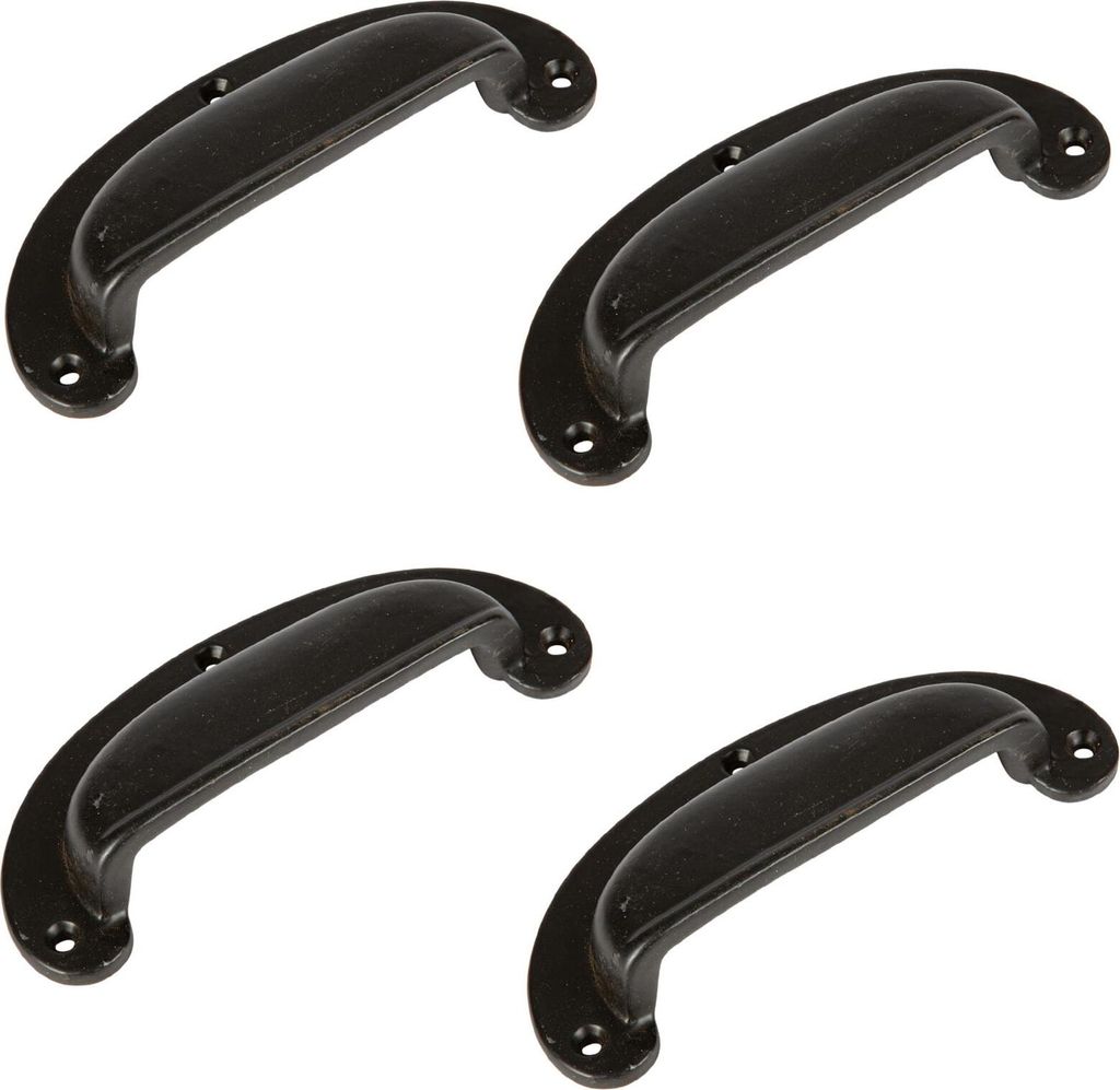 4x breites Lippenkabinettschublade Ziehen Sie Gusseisengriffe 130mm x 50mm schwarz