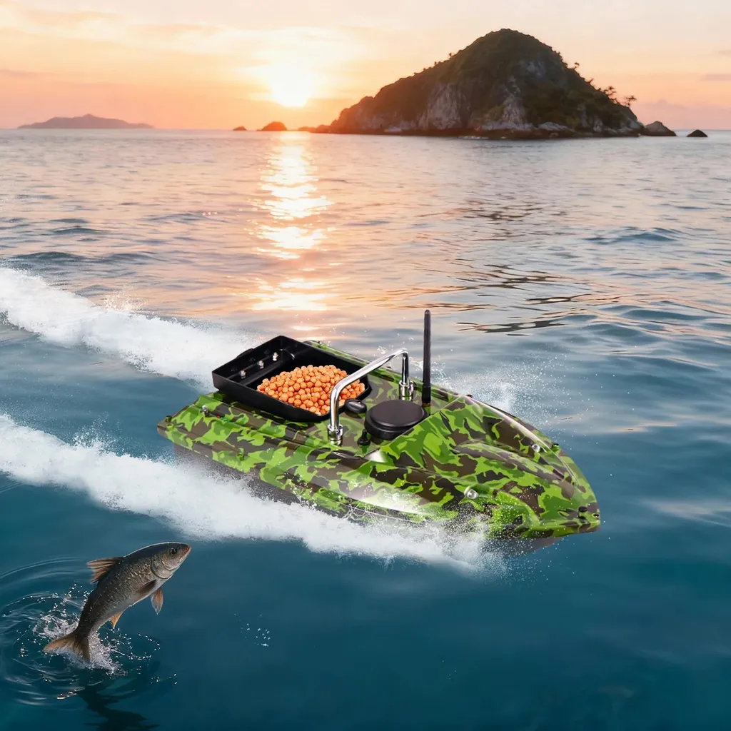 Bateau amorceur télécommandé 500m avec capacité 1,5kg - Modèle Vert - 4