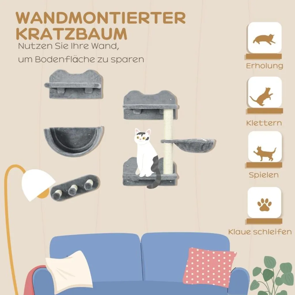 Solution anti-griffures : Mur d'escalade chat avec griffoir intégré