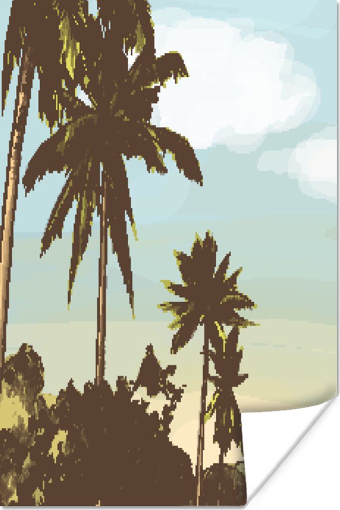 MuchoWow Poster Palme - Himmel - Düne 40x60 cm - Plakate für die Wand - Poster Babyzimmer