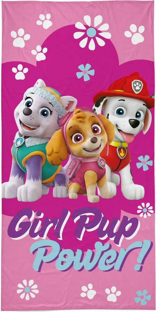 PAW PATROL Badetuch 70x140 Baumwolle Hunde Rosa