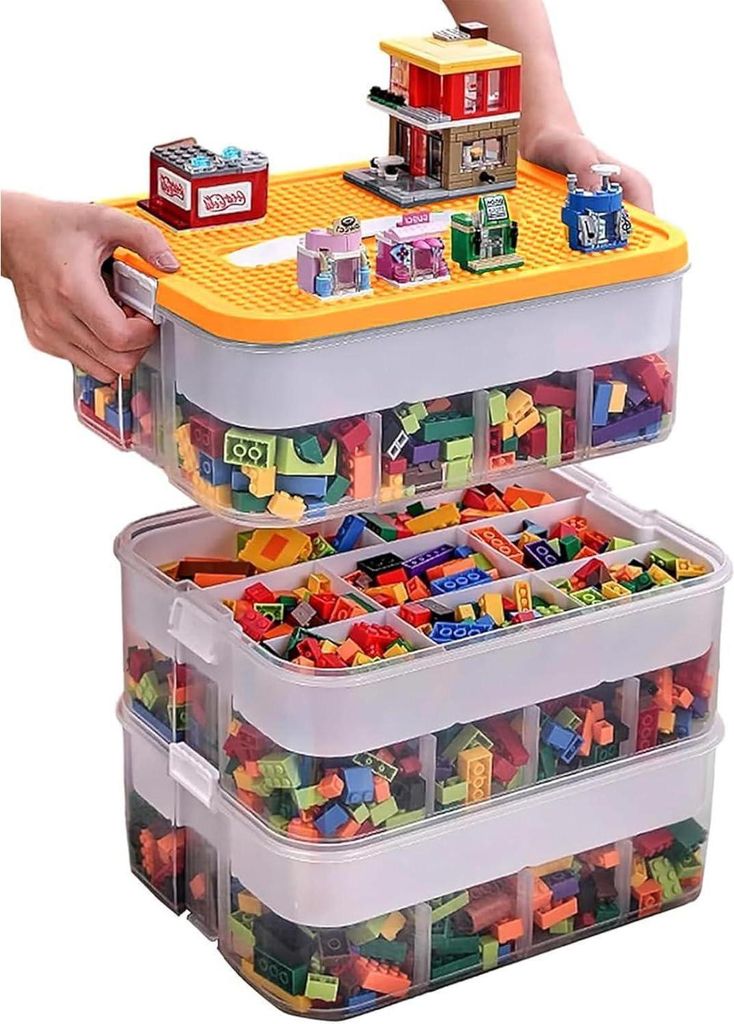 Lego Aufbewahrungsbox Stapelbar Spielzeug mit Deckel Produktbild 
