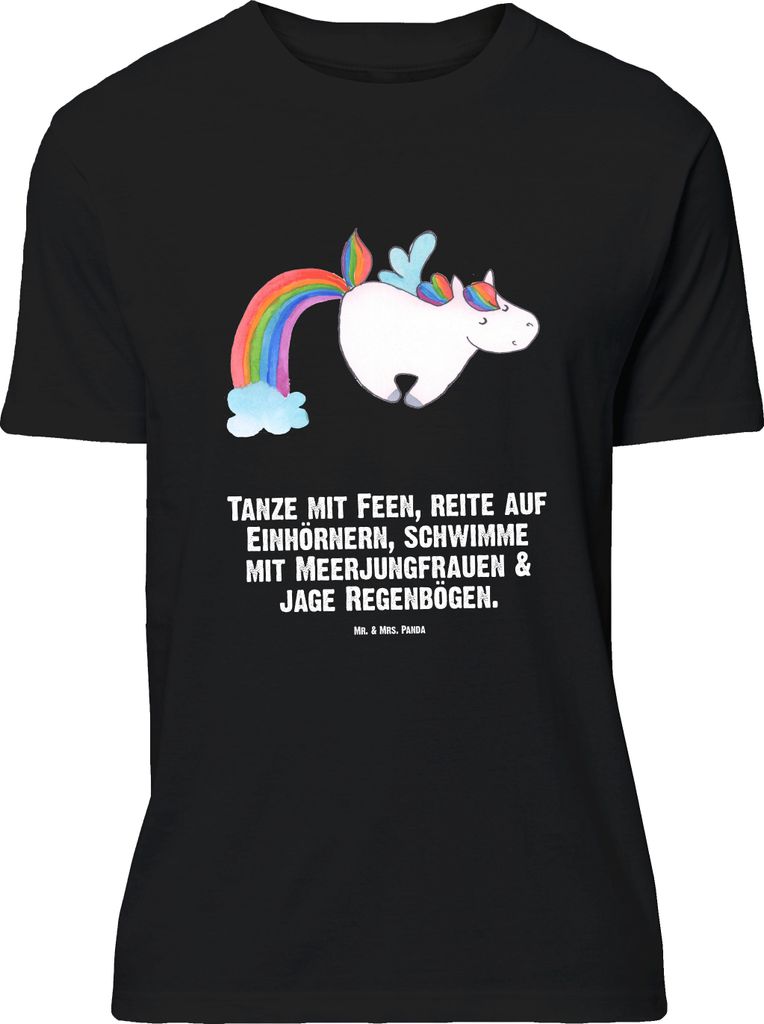 Mr. & Mrs. Panda Größe M T-Shirt Einhorn Fliegendes Pferd - Schwarz - Geschenk, Herren, Regenbogen, Shirt, Tshirt, Realität, Glitzer, mit Spruch...