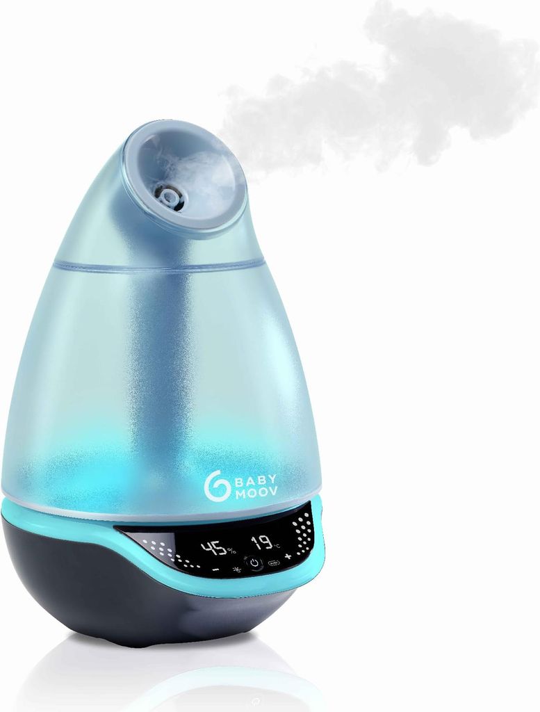 A humidifier emitting steam, shown against a white background.