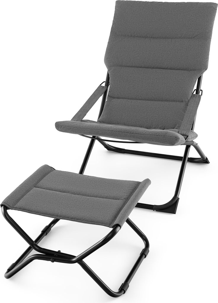 KOMFOTTEU Gartenliege klappbar mit Fußstütze, Liegestuhl mit Armlehnen & abnehmbarem Kissen, Sonnenliege Klappstuhl für Garten,Terrasse, Balkon