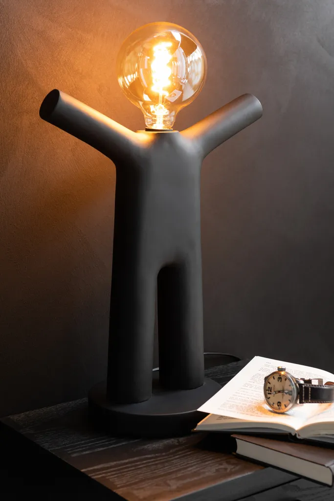 J-Line lampe P'tit Maurice en polyrésine noire - Luminaire design chic