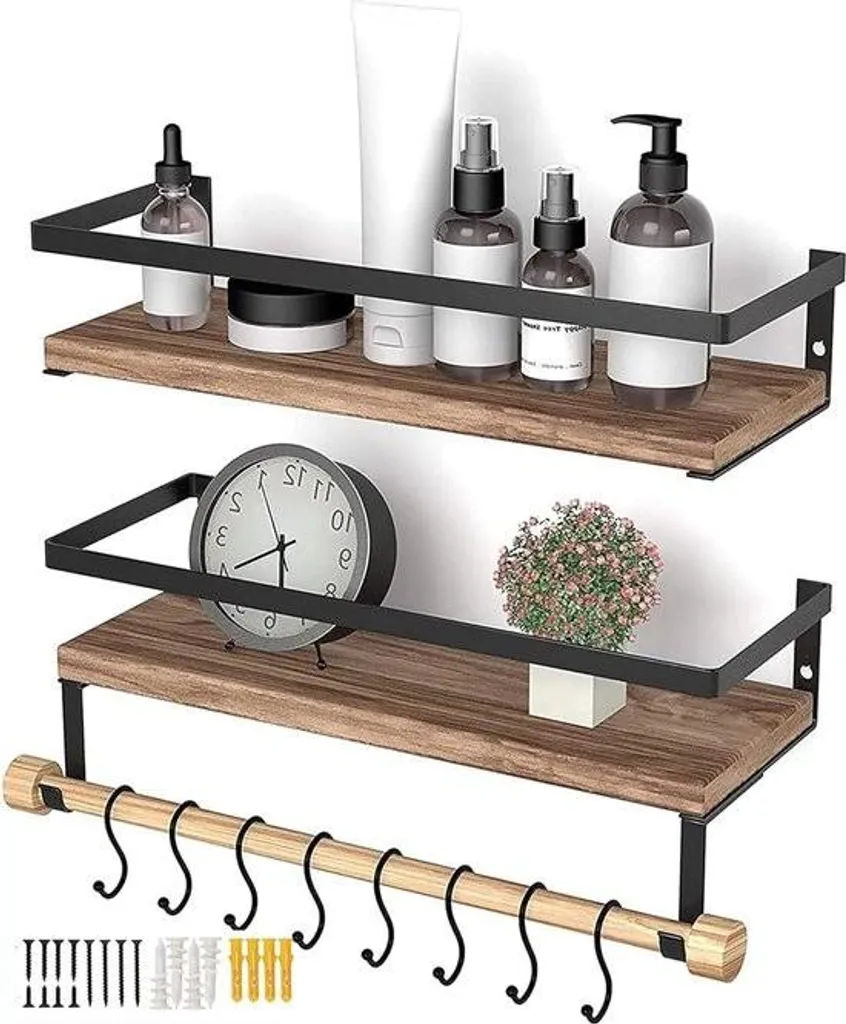 Étagère murale bois gain de place pour organiser cuisine et bain