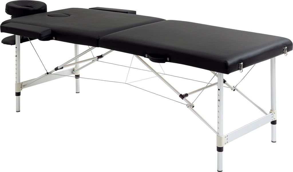 Klappbarer Massagetisch 90cm Breit, 2 Zonen Massageliege mit Kunstleder, Kopfstütze, Armlehnen, Tasche, höhenverstellbar bis 225 kg belastbar, Sc...