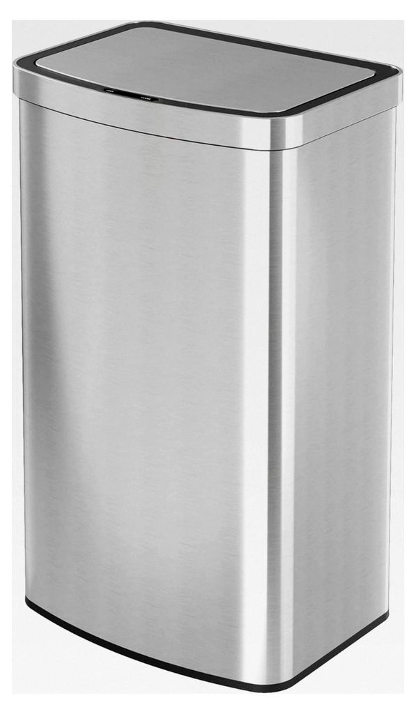 60L Mülleimer mit Sensor, Elektrischer Abfalleimer aus Edelstahl, Automatischer Sensor Mülleimer mit Soft-Close Deckel, Geruchsdicht, Hygienische...