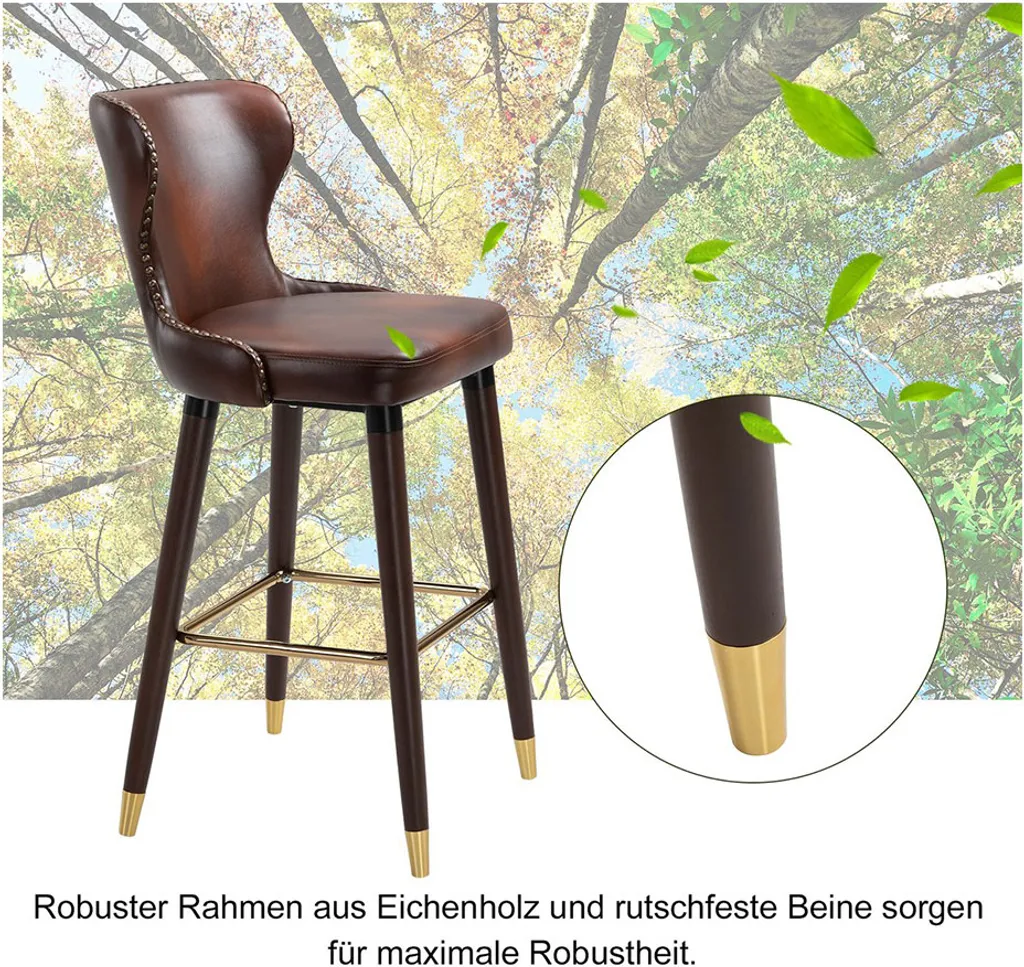 Tabouret Marron en Polyuréthane Résistant - Assise Confortable de Bar