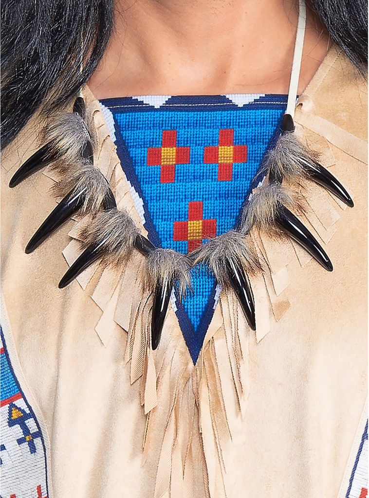 Winnetou-Halsschmuck Indianer-Accessoire zum Fasching braun-schwarz