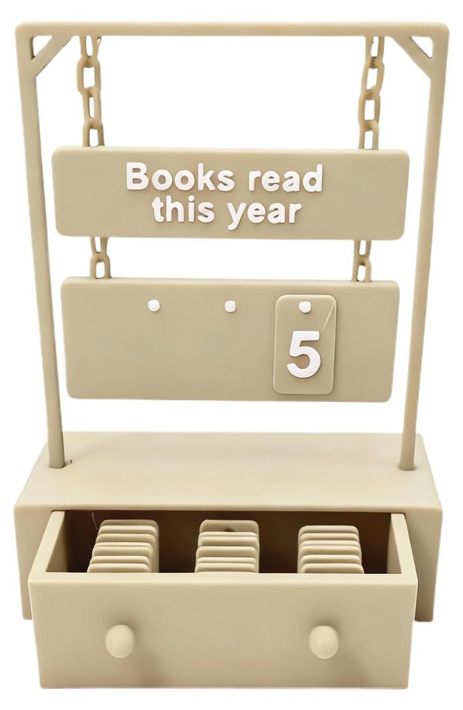 Lesetracker, 3D-gedrucktes Regalschild, Kapitelzähler, Jahreslese-Tracker mit austauschbaren Zahlensätzen, Geschenk für Bücherliebhaber
