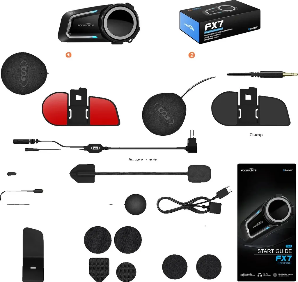 Kit Oreillette Moto Intercom 2000m - Double Bluetooth 5.4, 40mm, IP67