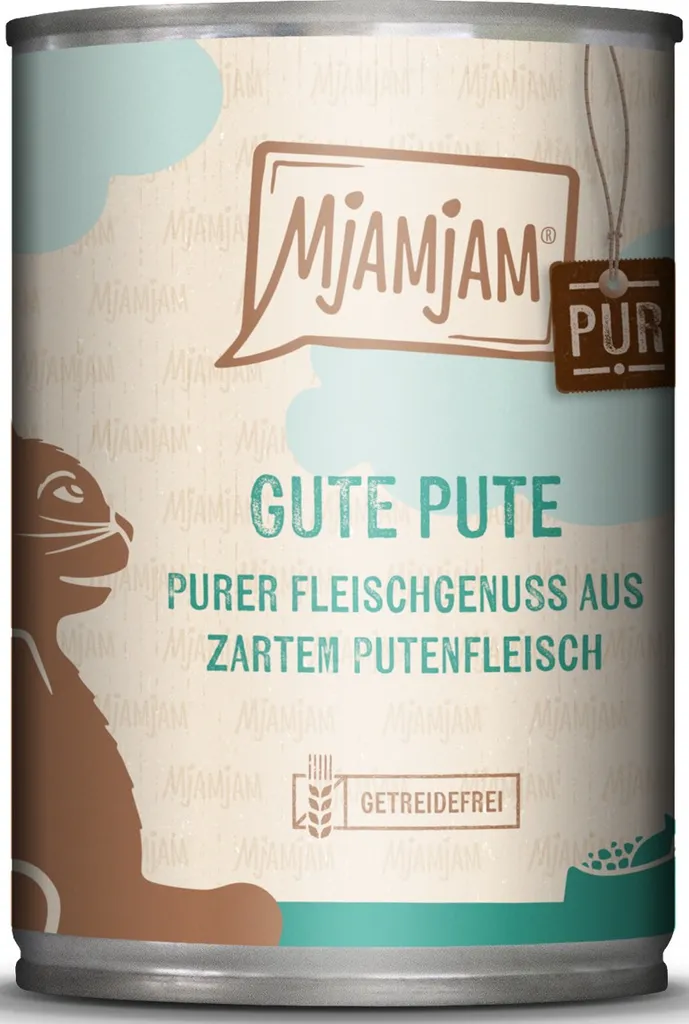 Pâtée pour Chat sans Céréales Mjamjam Dinde Pure Boîtes de 400g x6 Pack