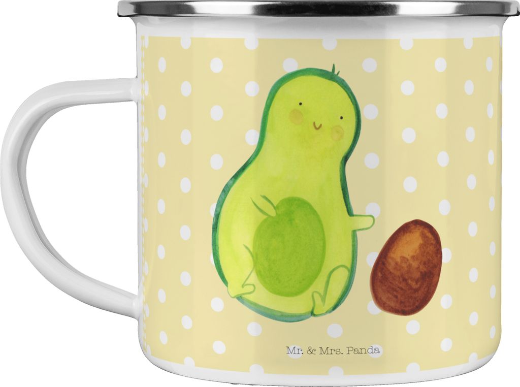 Mr. & Mrs. Panda Teetasse Avocado Kern rollt - Gelb Pastell - Geschenk, Outdoor Tasse, Schwanger, Haferl, Geburt, Liebe, Pott, Teebecher, Reisebech...