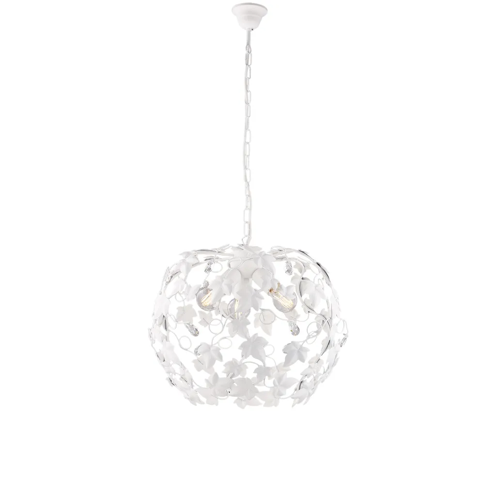Lustre Salon Shabby Chic Blanc et Cristal pour Éclairage Romantique