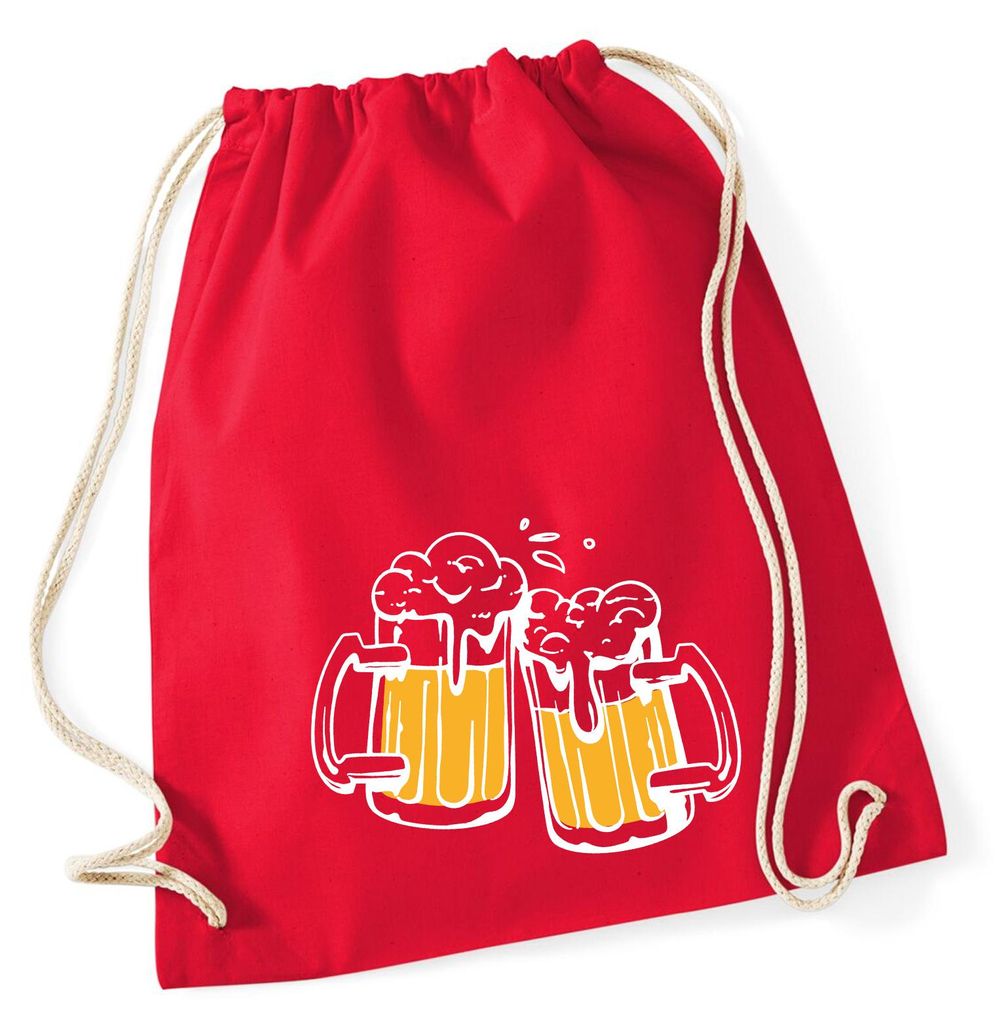 Huuraa Turnbeutel Bierkrüge anstoßen Schützenfest 12 Liter Classic Red Baumwolle Rucksack Geschenkidee