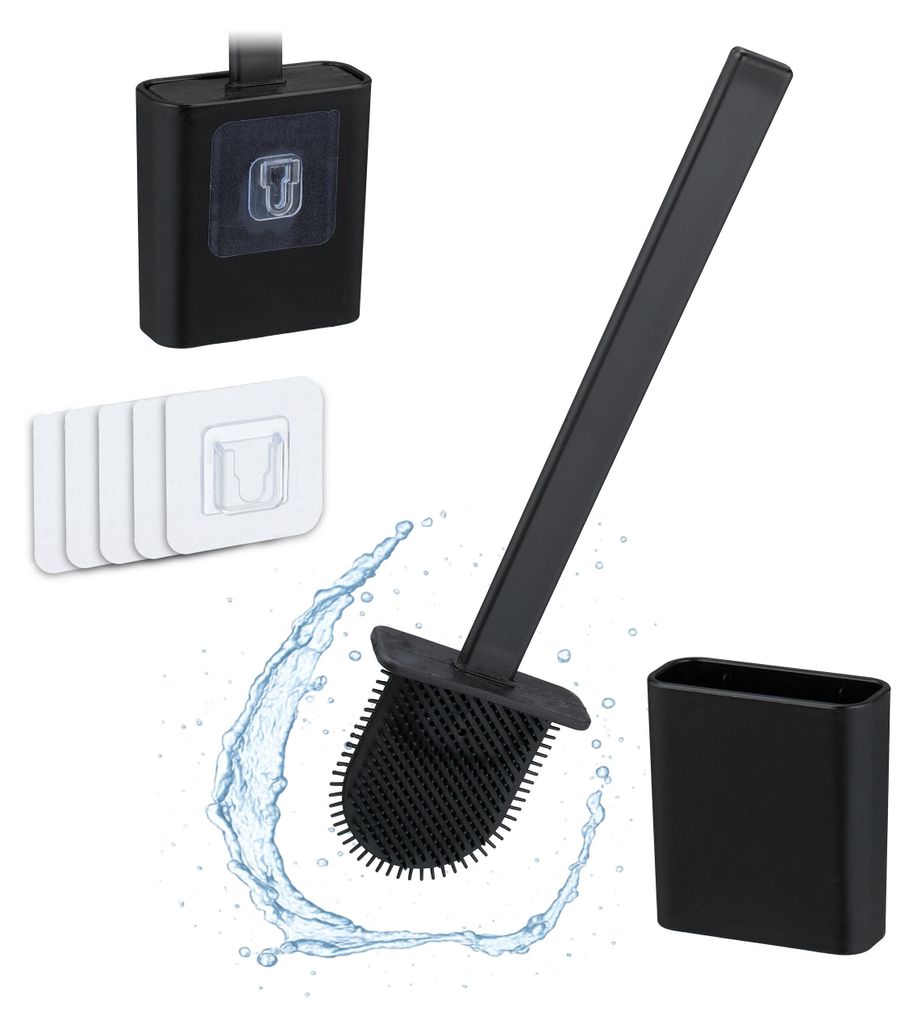 Relaxdays Toiletborstel, wandmontage, voor bevestiging met Productafbeelding 