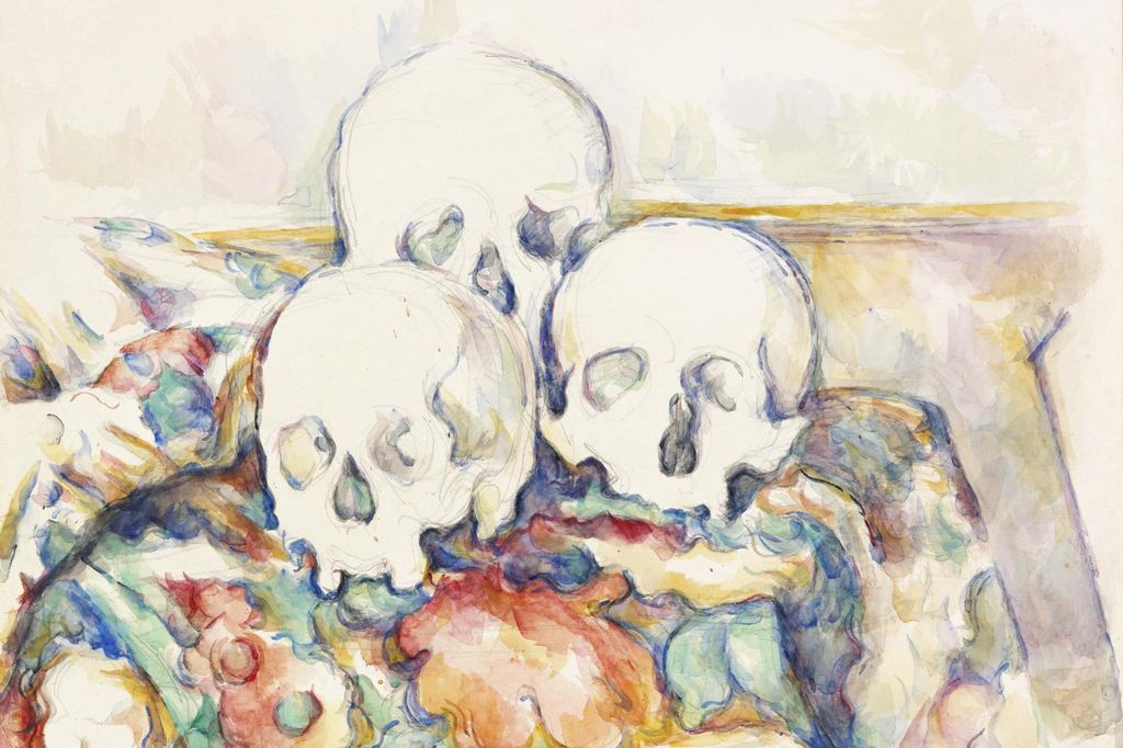 Plakat 60x40cm Die drei Totenköpfe, Paul Cezanne Vintage für das Wohnzimmer