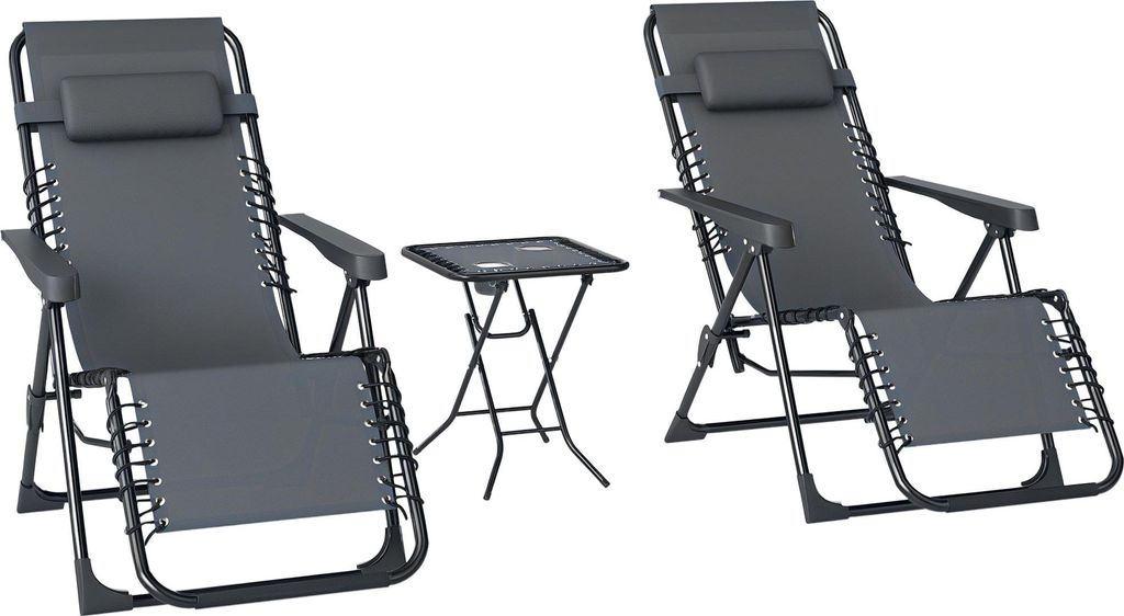 Outsunny Sonnenliege 2er Set klappbar Zero Gravity Produktbild 