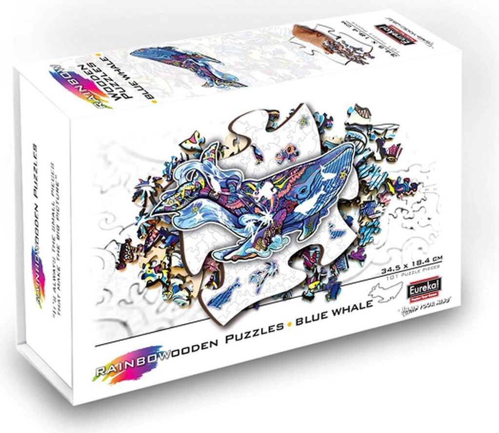 Eureka 2D RainboWooden Puzzle - Blauwal - 101 Teile