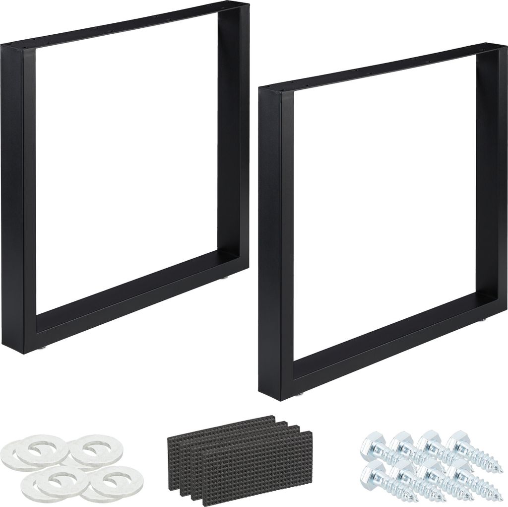 Relaxdays Tischkufen 2er Set, BxH: 80x72 cm, Metall Produktbild 