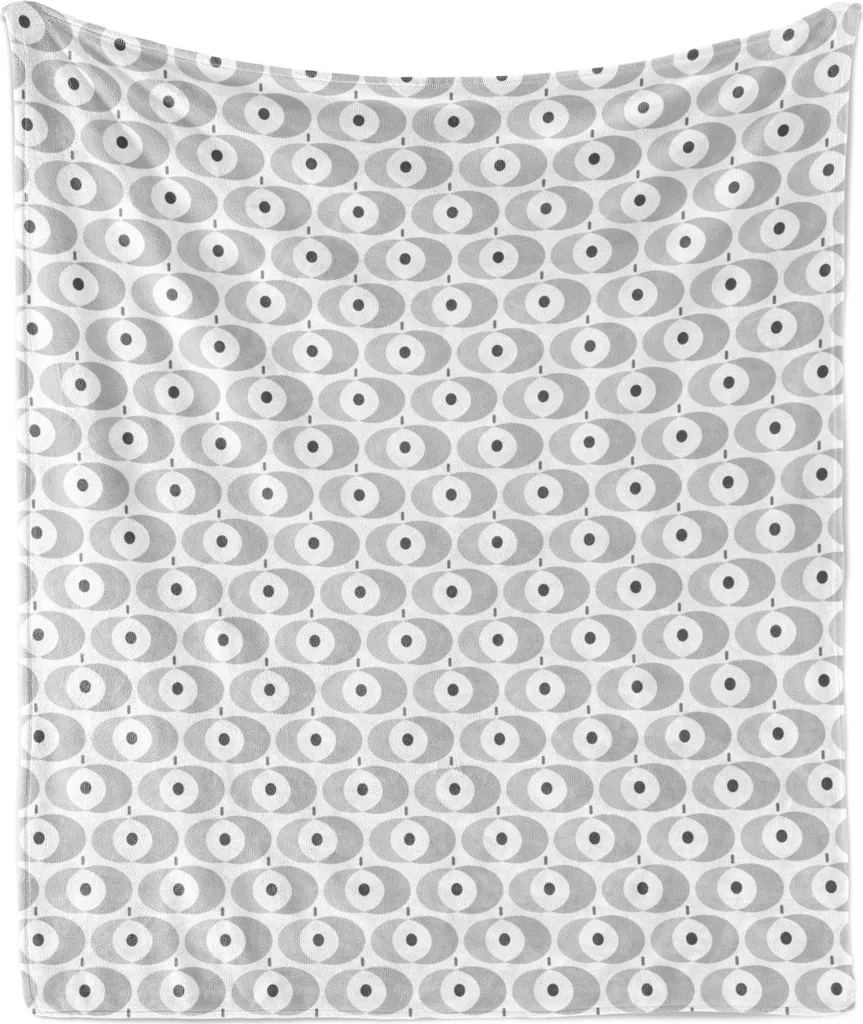 ABAKUHAUS Coperta in morbido pile flanella, semplice motivo a mele grigie, soffice peluche per interni ed esterni, 125 x 175 cm, grigio chiaro grigio antracite