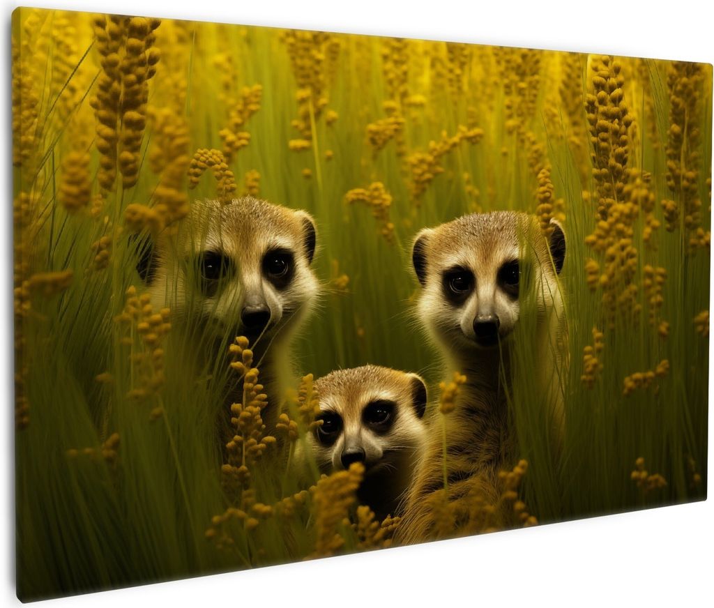Wallario Premium Leinwandbild Versteckspiel im Feld in Größe 60 x 90 cm