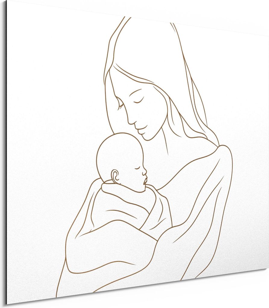 DEQORI Alu-Dibond Bild Weiß 40x30 cm 'Im Herzen gehalten' Wandbild Metall dünn Design