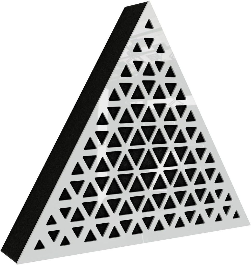 2er-Pack — Wandmontierte Akustikplatten | Schallabsorbierende & dekorative Holzpaneele zur Echoreduzierung| [TRIANGLE | Weiß glänzender Kunstst...