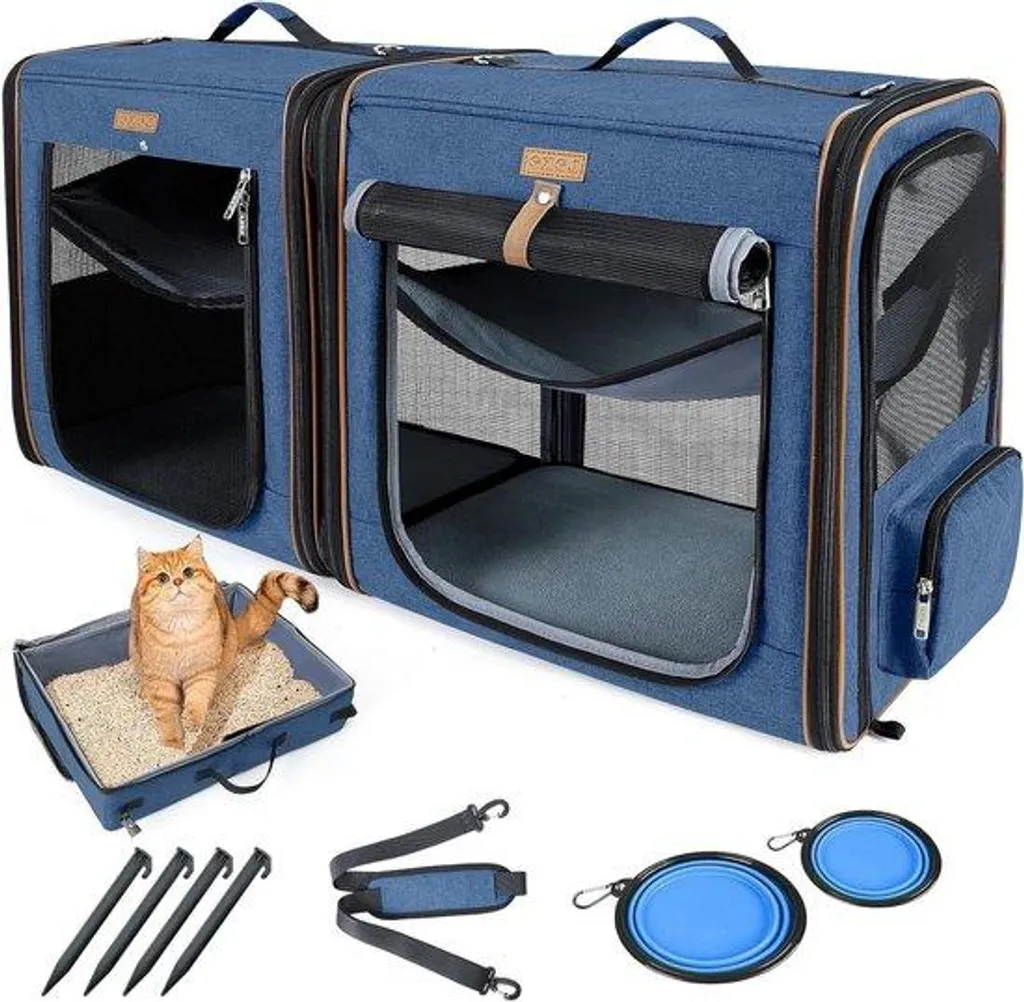 Box de transport bleu pour vétérinaire et voyage avec accès par le haut