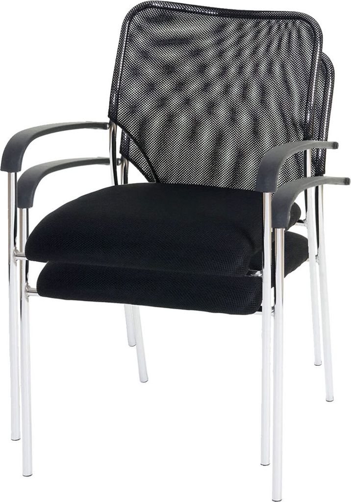 2er-Set Besucherstuhl Tulsa, Konferenzstuhl stapelbar, Stoff/Textil Sitz schwarz, Rückenfläche schwarz